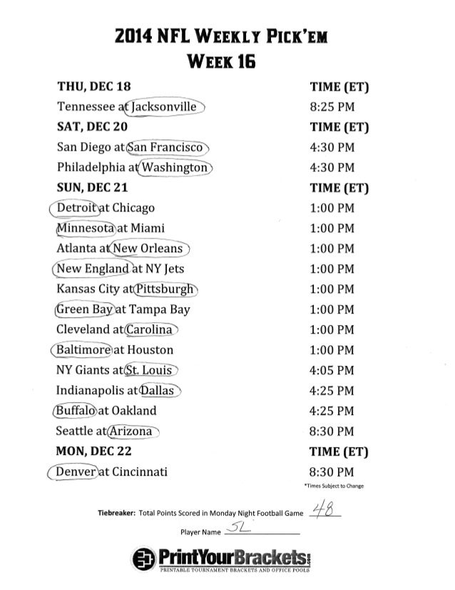 Nfl 7 days 16 image about Nfl Week 15 Printable Schedule known as Nfl 7 days 16